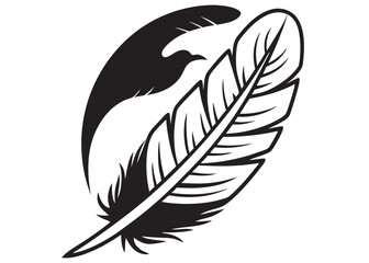 Vector silhouette feathers with flying birds vector design, feather and birds Silhouette, feather with birds clipart © Adobe design