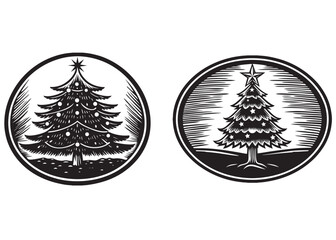 vector illustration Christmas Tree, Christmas Tree logo design vector illustration