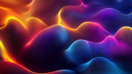 Fototapeta premium Geometric 3D background with neon edges and smooth digital curves