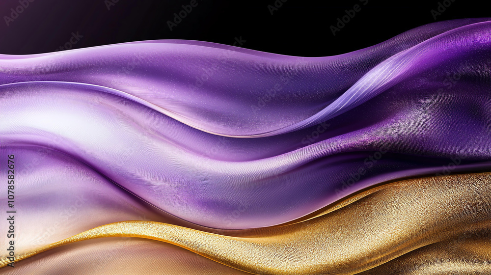 Poster abstract background elegant gradient fabric waves in rich purple and gold tones create luxurious and