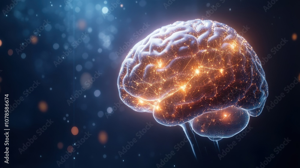 Poster stunning conceptual visualization of a brain with bright neural connections representing intelligenc