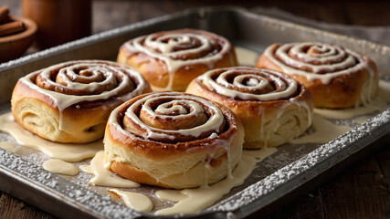 delicious looking image of cinnamon rolls on a plate, high quality food photography concept