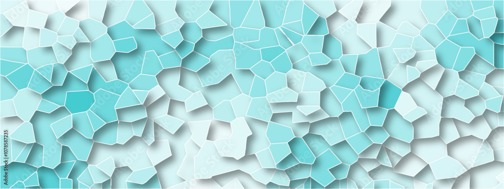 Fototapete Abstract background of crystallized. Aqua colored Geometric Retro tiles pattern. Blue paper texture background and terrazzo flooring texture polished stone pattern.