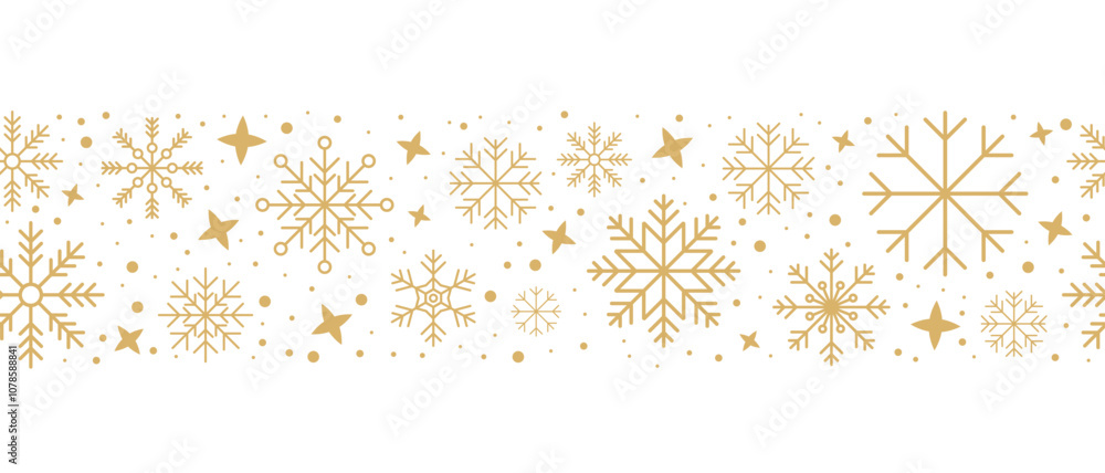 Poster abstract snowflake seamless border. snowflakes seamless pattern. snowfall repeat backdrop. winter ho
