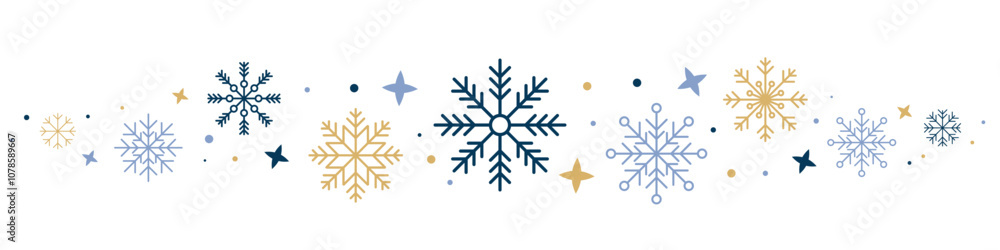 Poster abstract snowflake seamless border. snowflakes seamless pattern. snowfall repeat backdrop. winter ho