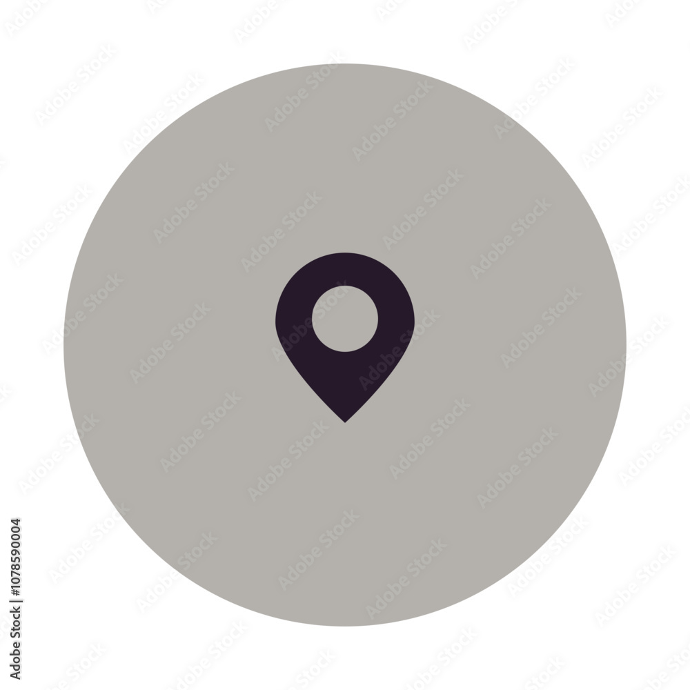 Poster a simple location pin icon with a dark background and a red center, symbolizing map pinpointing.