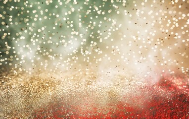 Fototapeta premium Christmas decorating backgrounds illuminate with gold glittering accents, creating an abstract glow light texture. The shimmering ornaments and festive lights capture the essence of the holiday season