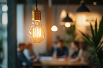 A productive business meeting takes place in a cozy, welldesigned workspace with warm lighting, fostering collaboration and inspiring creativity among motivated professionals eager to share ideas