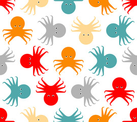 Octopus pattern seamless. devilfish background. Baby fabric background