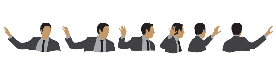 Conceptual human head isolated on white background as abstract avatar as a set or collection banner for social design concept. Human closeup anonymous faces head shot for human character illustration