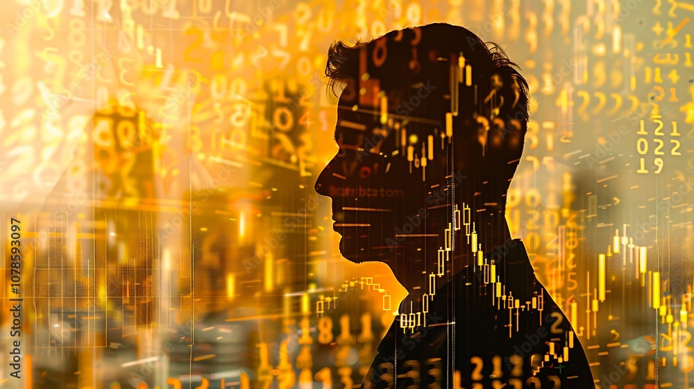 Aufkleber a silhouette of a person against a backdrop of glowing binary code, symbolizing technology, data, an