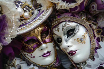 Generative AI Image of a Vibrant Carnival Mask with Glitter and Feathers