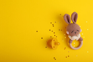 Accessories for newborns. Newborn background with space for text