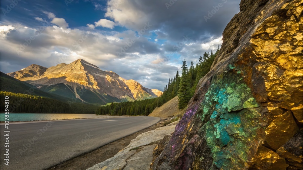 Poster stunning chalcopyrite background with right positioned main subject and ample copy space for creativ