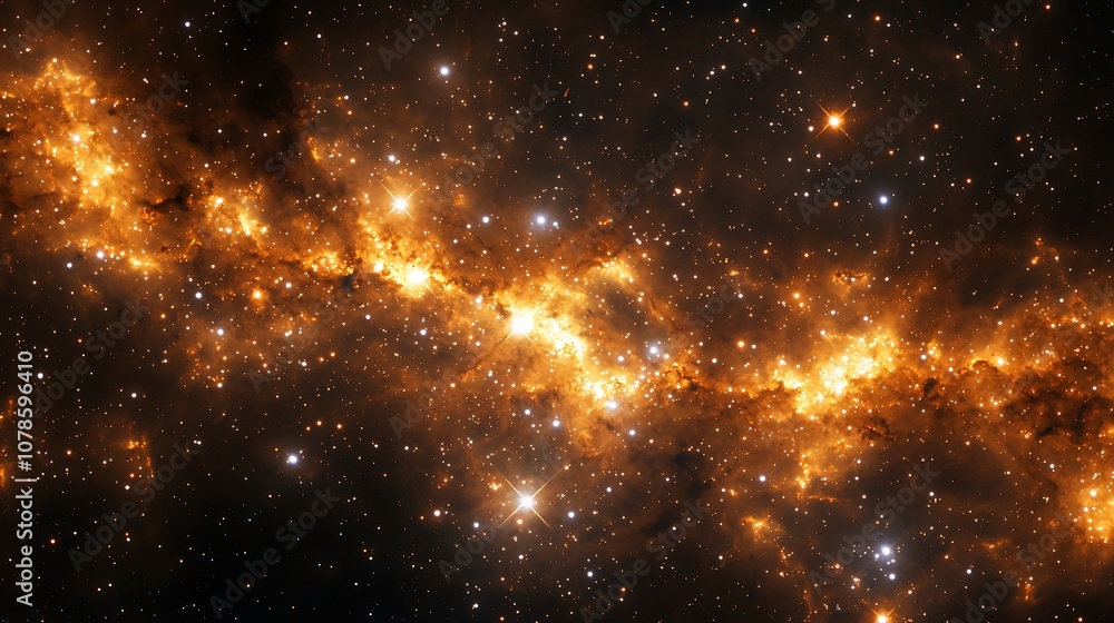 Poster stunning image of a luminous galactic core filled with stars and cosmic gases in a vast universe wit