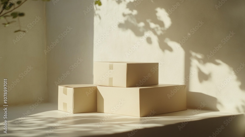 Poster Three boxes stacked on top of each other, with one of them labeled 