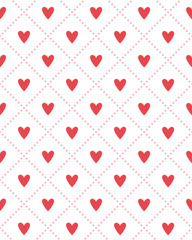 Pattern with diamonds in a dot and hearts