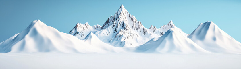 Obraz premium Breathtaking view of snow-capped mountains under a clear blue sky, showcasing nature's majesty and tranquility.