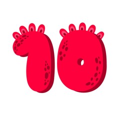 Dinosaur figure 10 (ten) for designing birthday or dino party invitation, greeting card, sticker, banner, logo, icon, poster.