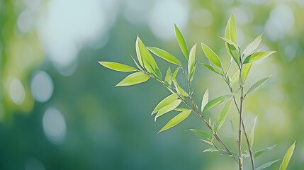 Obraz premium Explore the serenity of nature through vibrant green bamboo leaves in a tranquil setting