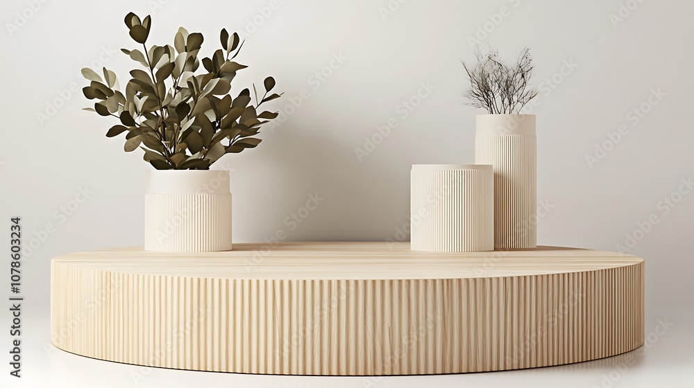 Poster stylish minimalist decor enhance your space with elegant plant arrangements on unique display tables