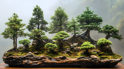 Bonsai,An arrangement of bonsai trees at different stages of development