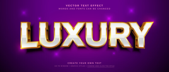 White gold luxury text effect on purple background