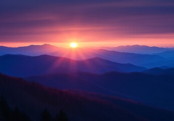 Fototapeta premium Sunrise Over Majestic Mountain Ranges