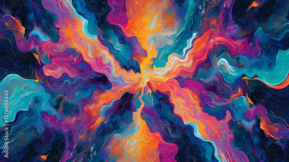 Poster abstract colorful swirling pattern with wavy lines