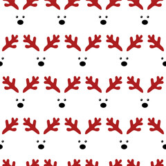 Festive Reindeer Antler and Nose Pattern on White Background