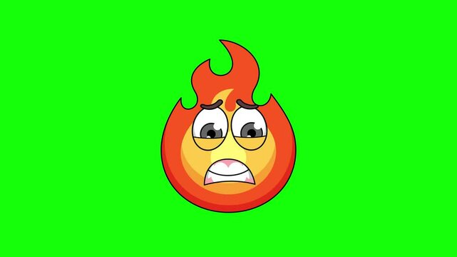 fire cartoon with a face screaming in fear, emoji emoticon animation