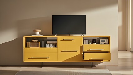 Yellow TV bench, TV stand