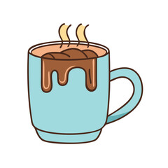 vector art,  flat illustration hot cocoa mug icon