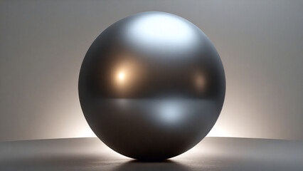 Obraz premium Closeup of a shiny metal sphere resting on a smooth surface.