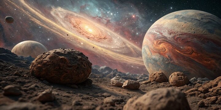 Surreal Representation of Apophis Meaning with Celestial Elements and Abstract Imagery to Evoke Themes of Fate, Chaos, and Cosmic Events in a Dreamlike Landscape