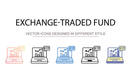 Exchange-Traded Fund icon design with white background stock illustration