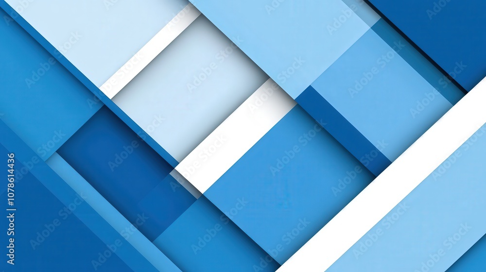 Poster abstract blue and white geometric pattern with overlapping shapes