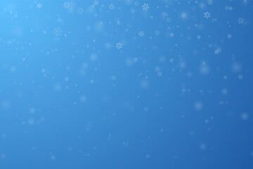 Snowflake design. Winter. Snowfall. White and blue. Scattered snowflakes. December theme. Snowy landscape. Hurricane. Christmas cards