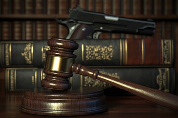 Law and Order Symbol with Gavel and Pistol