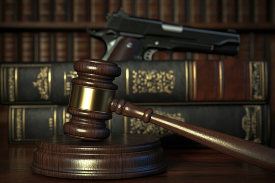 Law and Order Symbol with Gavel and Pistol