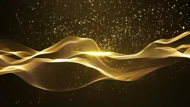 A gold wave with a lot of sparkles. The wave is very long