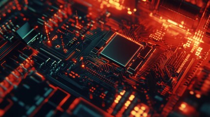 Obraz premium Futuristic Circuit Board with Vibrant Glow