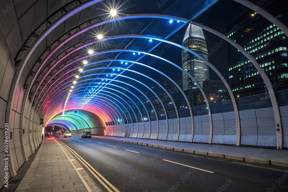 Poster tunnel of lights: exploring the intersection of data transfer and technology through innovative arch