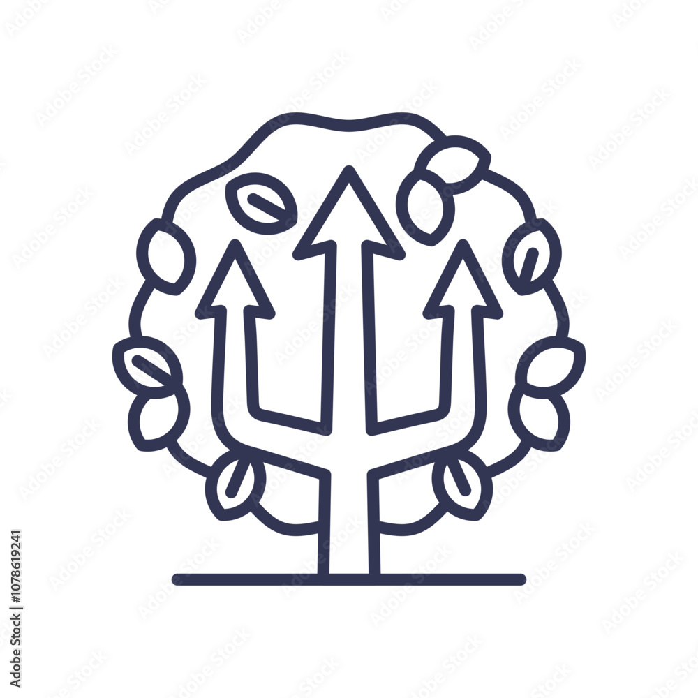 Poster tree with upward arrows symbolizes growth and progress.
