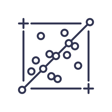 Scatter plot with trend line, representing data analysis and correlation.