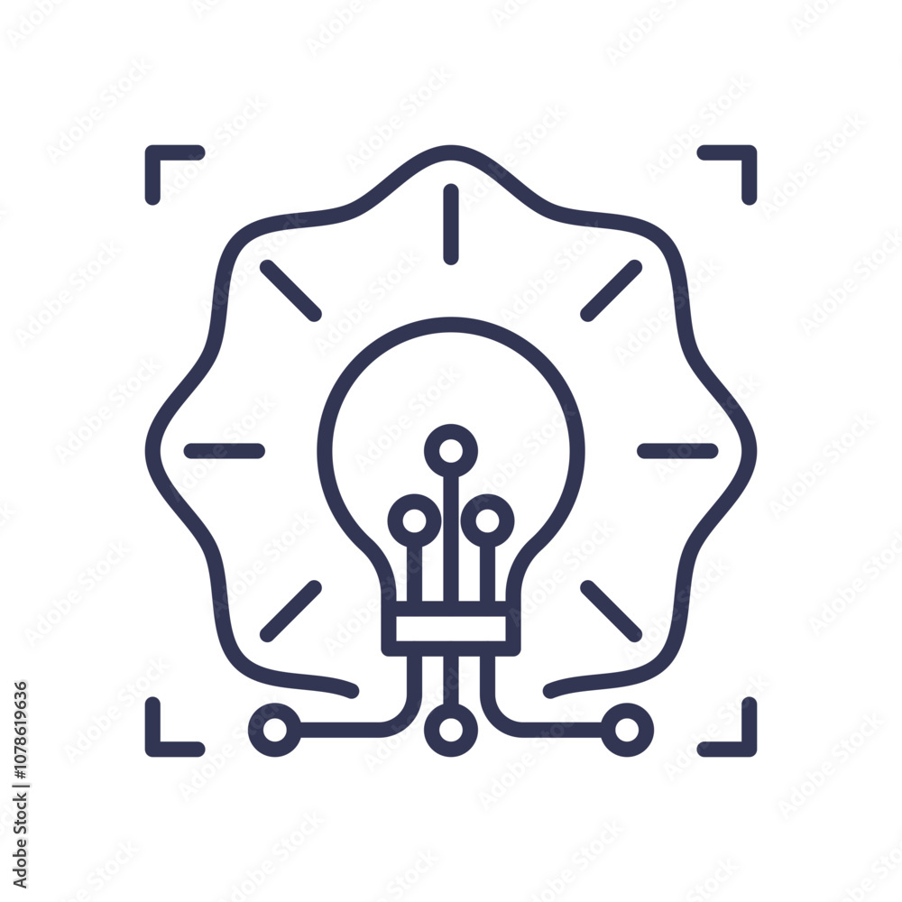 Poster lightbulb with circuit lines symbolizes ai-driven innovation and technological advancement.