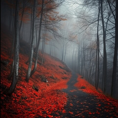 misty morning in the forest