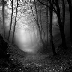 misty morning in the forest