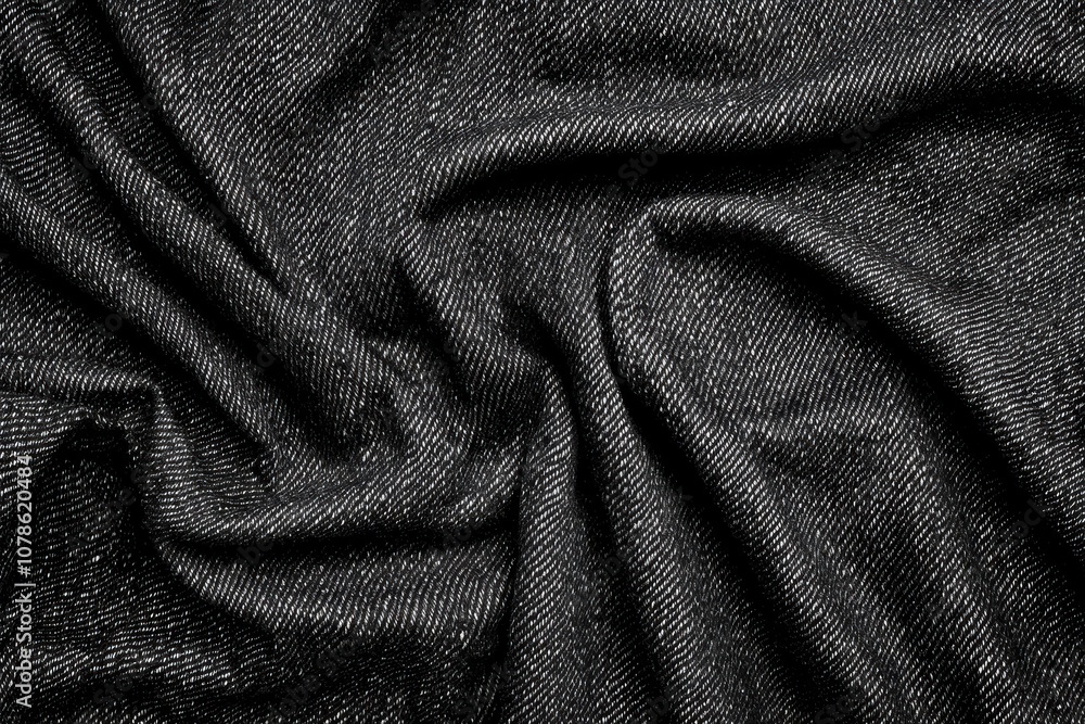 Poster close-up view of elegant black fabric with a textured pattern, showcasing intricate details and smoo