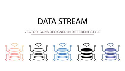 Data Stream icon design with white background stock illustration